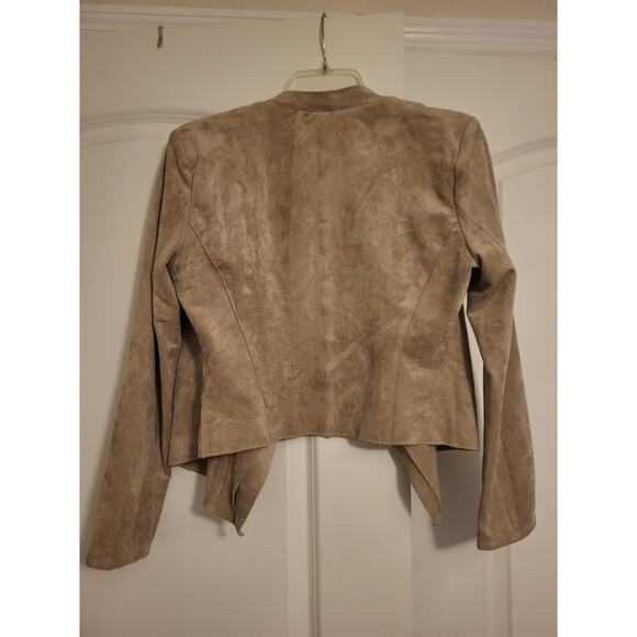 Reset Beige Faux Suede Open Front Jacket L Neutral - Picture 5 of 5
